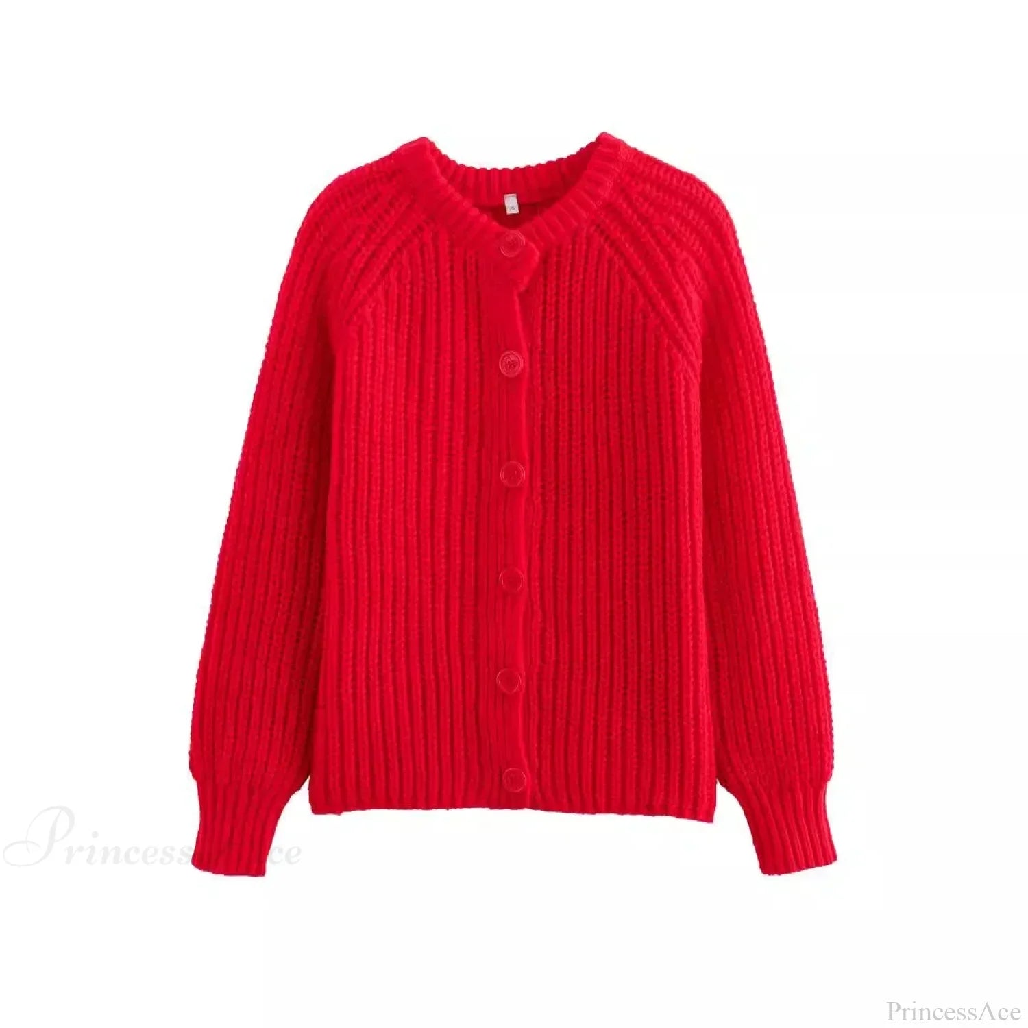 Short Cardigan With Round Neck Long Sleeve Fashionable Red Christmas Sweater / S Sweaters-L