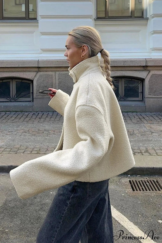 Short Stand Collar Sherpa Jacket