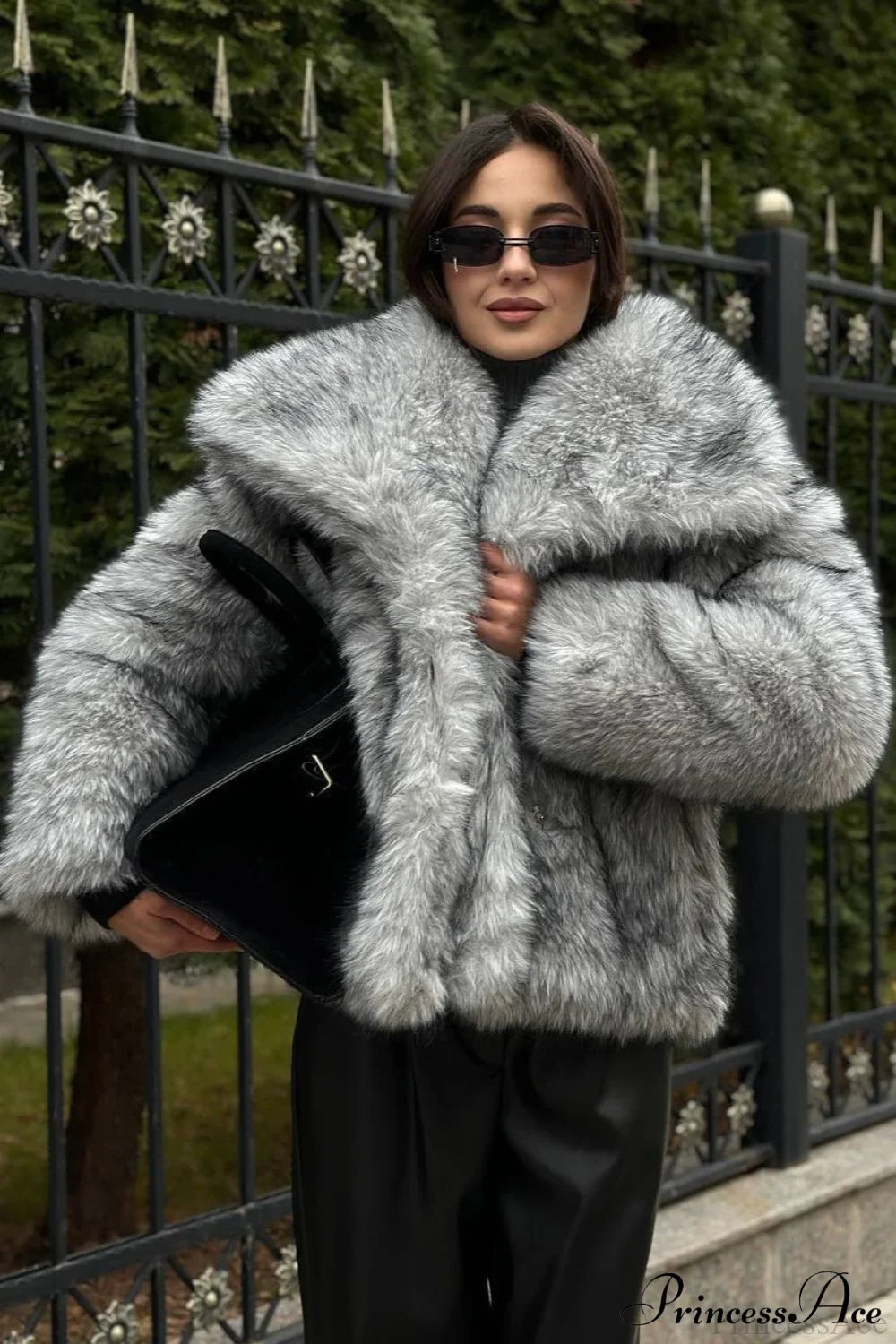 Silver Fox Faux Fur Short Lazy Coat