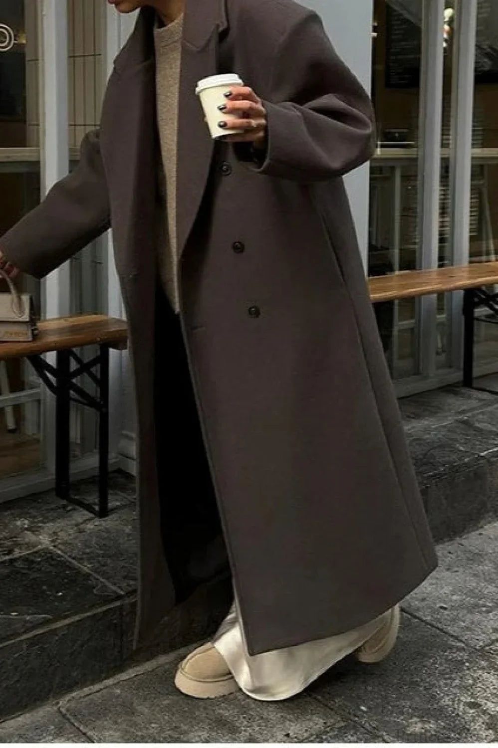 Single-Breasted Winter Coat Brown / S