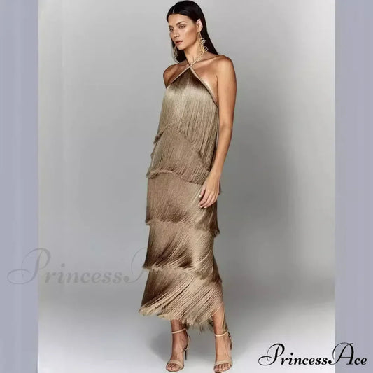 Sleeveless Halter Split Party Dress