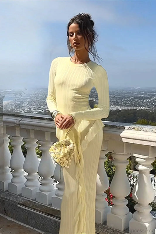 Slim Ruffled Hem Elegant Maxi Dress