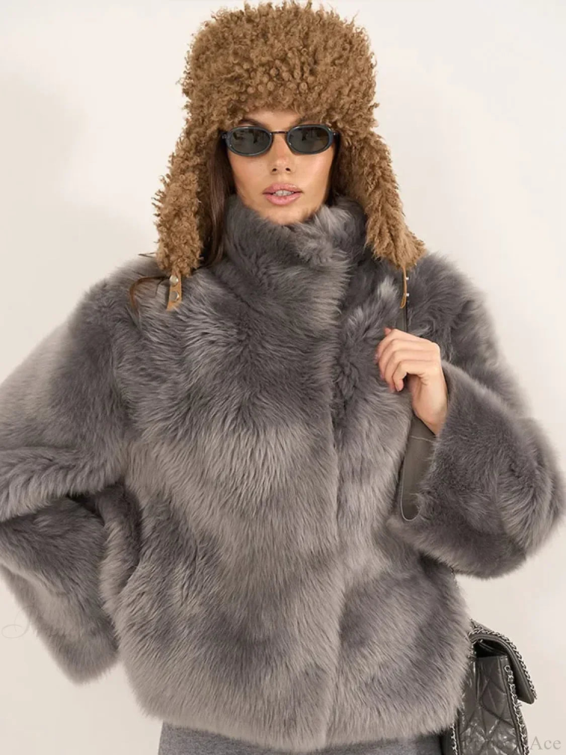 Soft Fluffy Lapel Long Sleeve Coat