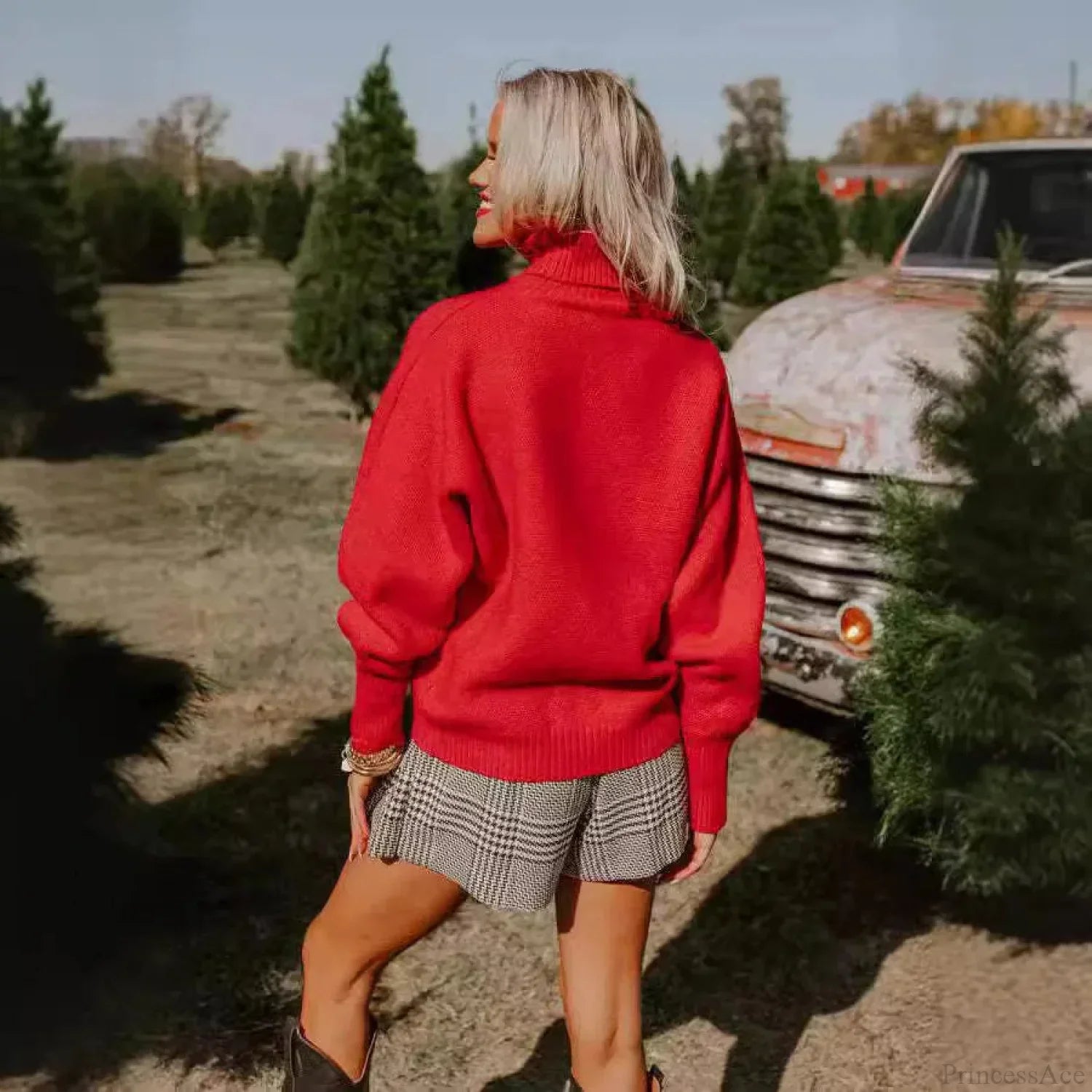 Soft Knitting Christmas High Tie Chic Sweater Sweaters-L