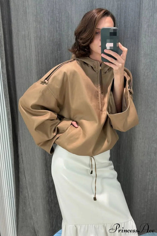 Solid Color Stylish Stand Collar Outdoor Hoodie