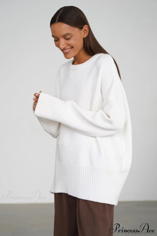 Solid Knit Crew Neck Sweater