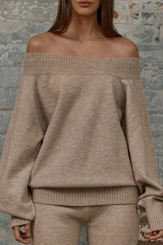 Solid Off Shoulder Loose Sweater