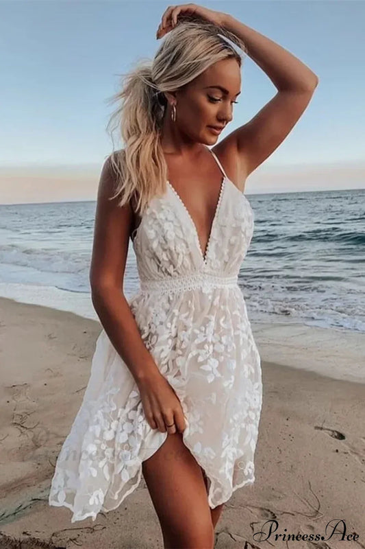 Solid Sleeveless Backless Lace Boho Dress