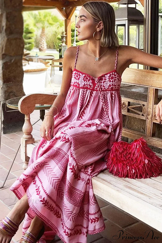 Spliced Crochet Strap Boho Dress