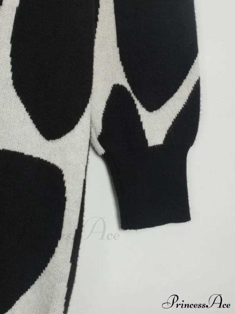 Sweater Gown With Mock Neck Contrast Sweaters-L