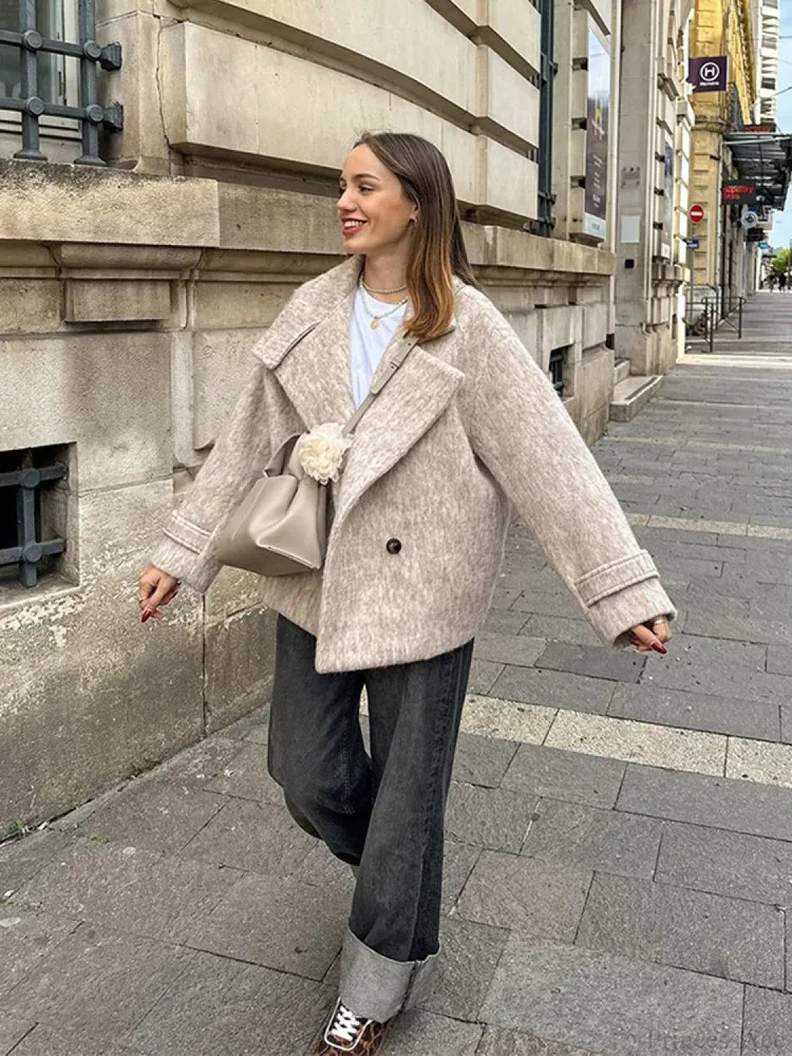 Thick Woolen Cropped Coat