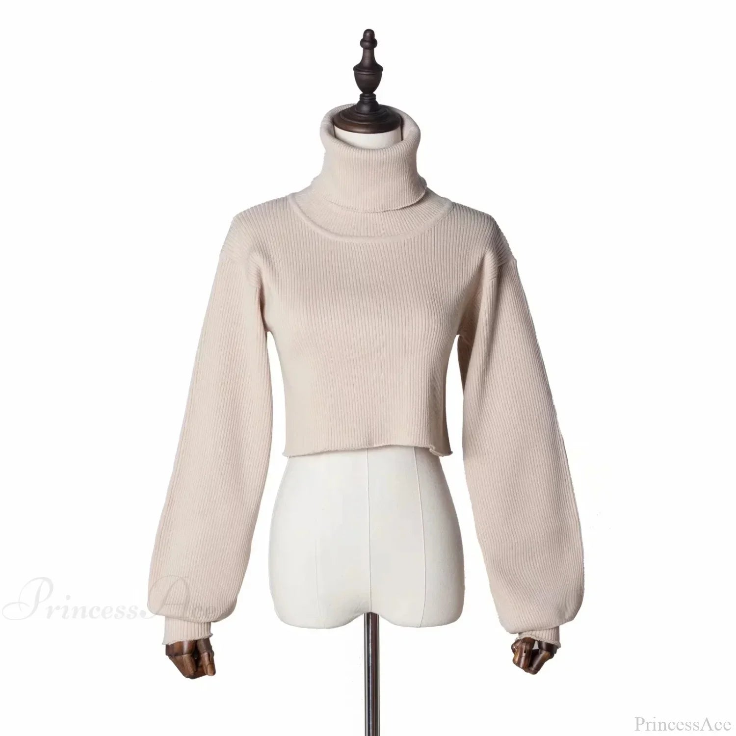 Trendy Casual Loose Sexy Fashionable Solid Turtleneck Long Sleeve Knit Crop Christmas Sweater Khaki