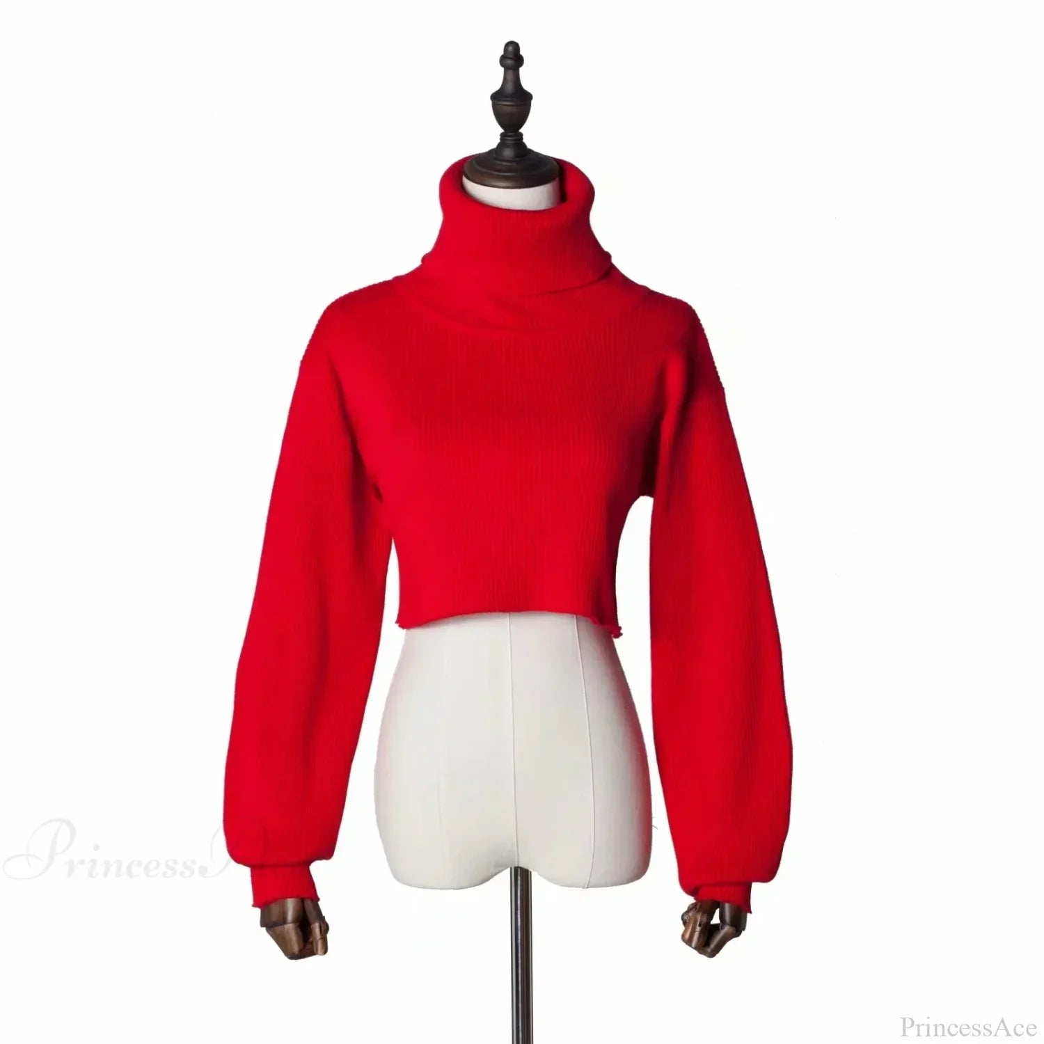 Trendy Casual Loose Sexy Fashionable Solid Turtleneck Long Sleeve Knit Crop Christmas Sweater Red /