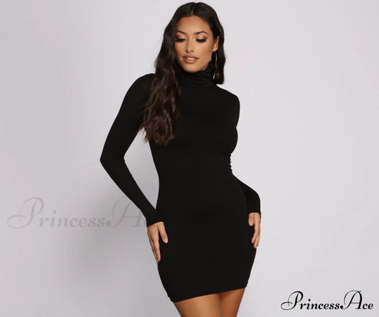 Trendy Girl Turtleneck Mini Dress - Lady Occasions