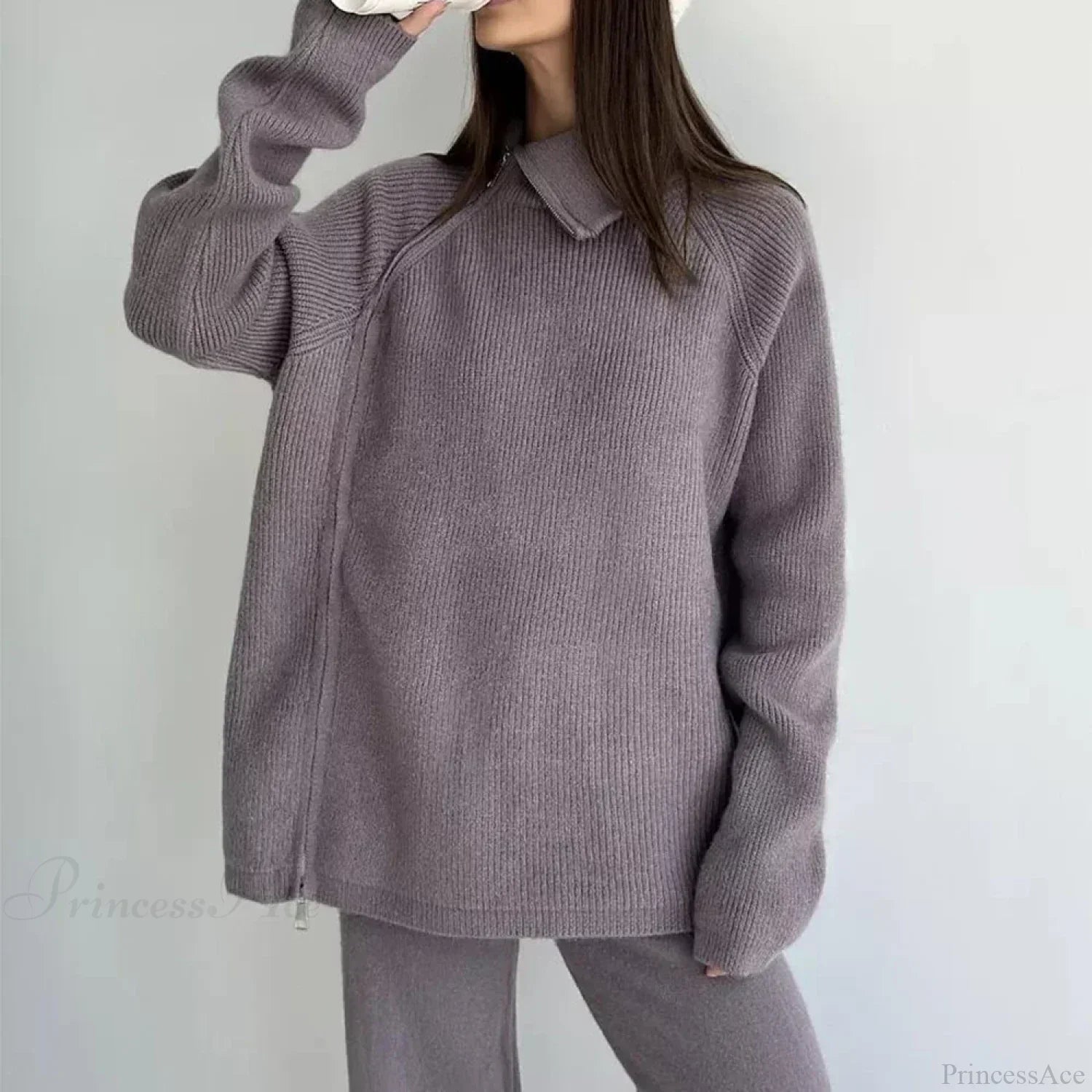 Turtle Collar Zip Sweater