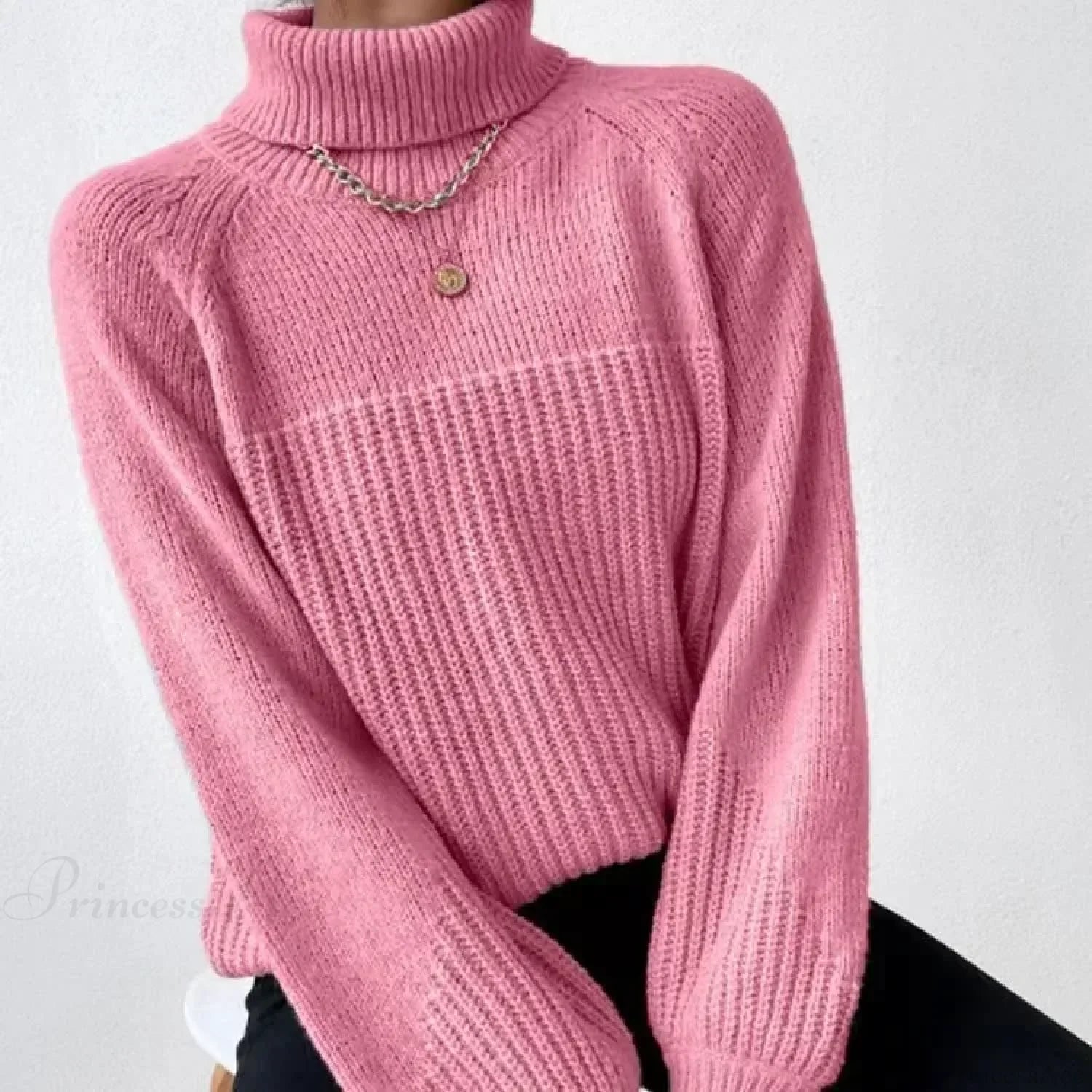 Turtleneck Cross Jacquard Sweater