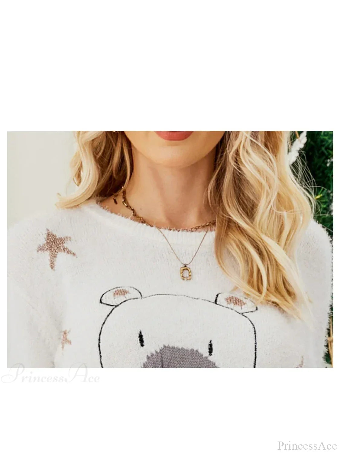 Ugly Christmas Cartoon Bear Embroidery Holiday Autumn Winter Sweater Sweaters-L