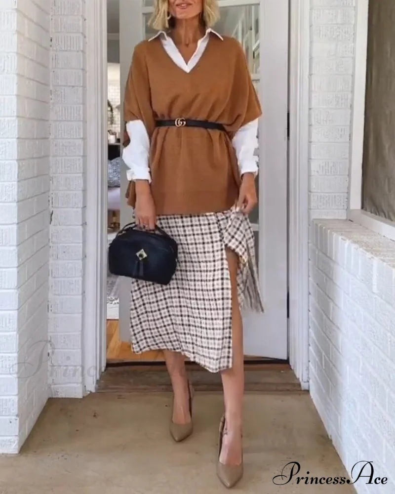 V-Neck Pullover Sweater Sweaters-L