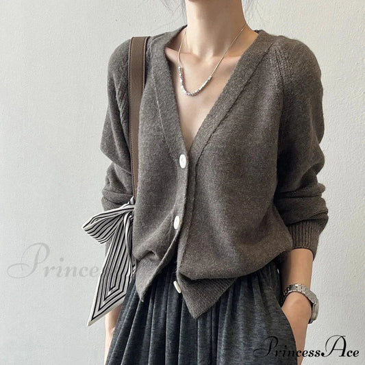 V-Neck Single Button Knitted Green Cape Clothes Autumn Women Christmas Sweater