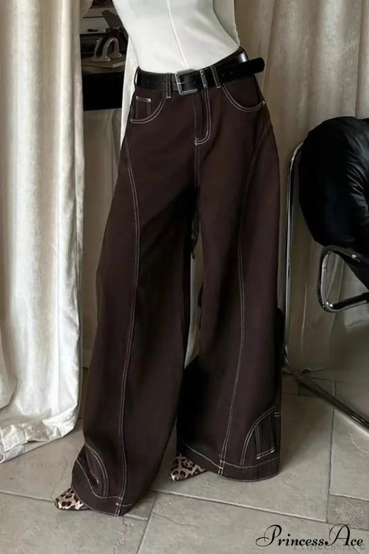 Vintage Brown High Waist Straight Leg Jeans