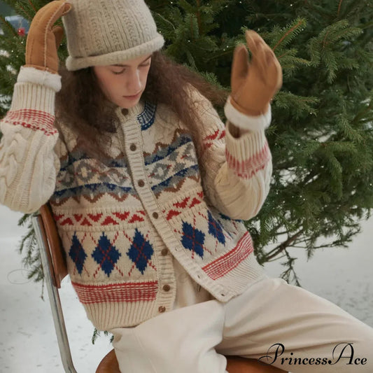 Vintage Christmas Twisted Floral Cardigan