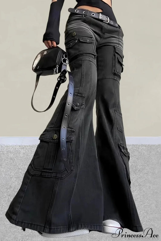 Vintage Multi-pocket Y2K Slim Flare Jeans