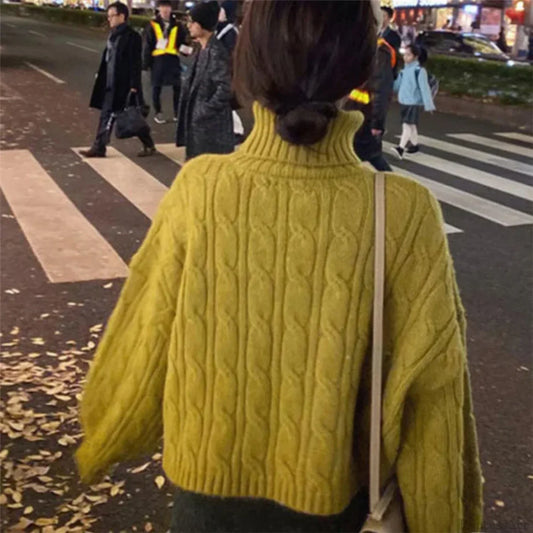 Vintage Solid Color Casual Loose Fashion Pullover Christmas Sweater Green / S Sweaters-L