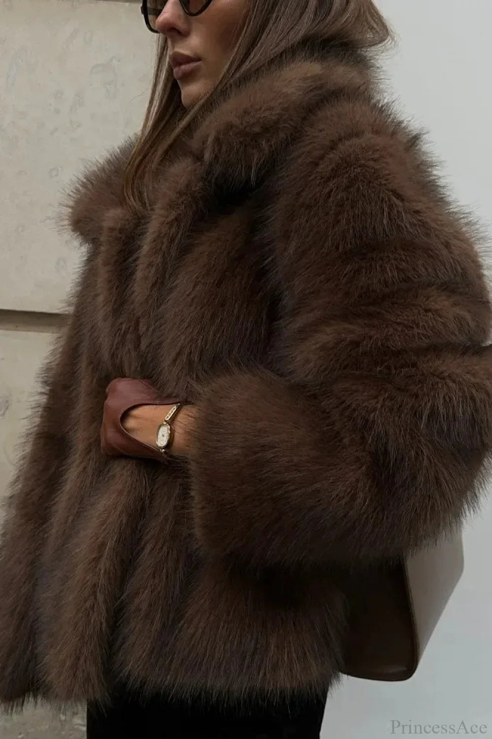 Warm Faux Fur Lapel Coat