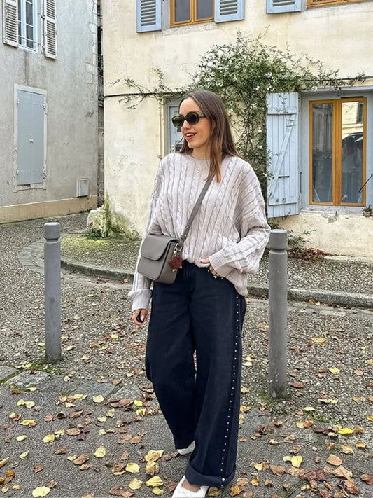 Warm Thick Round Neck Pullover Sweater Multi Color / S