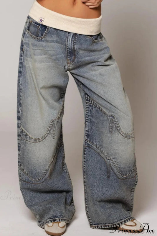 Washed Blue Vintage Denim Jeans