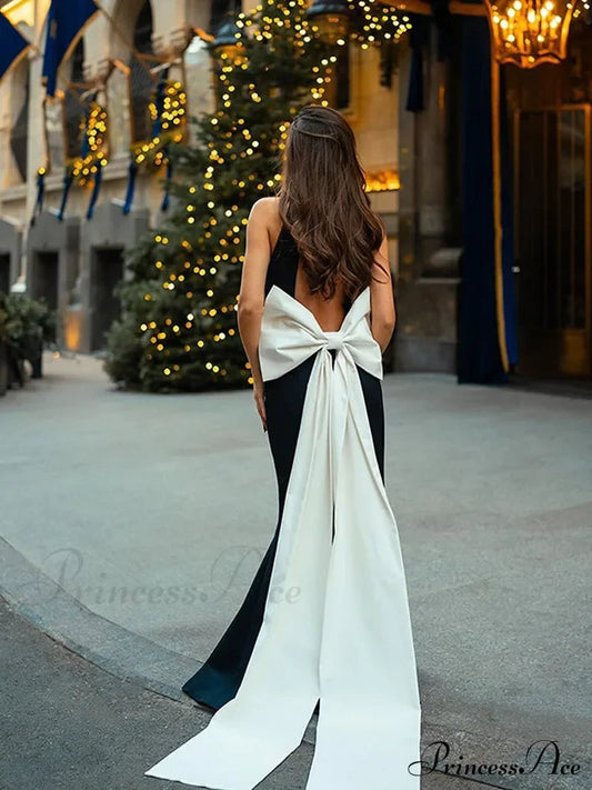 White Bow Backless Mini Party Dress