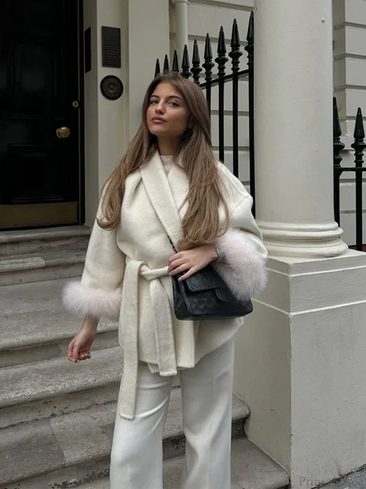 White Detachable Lace Coat White / S