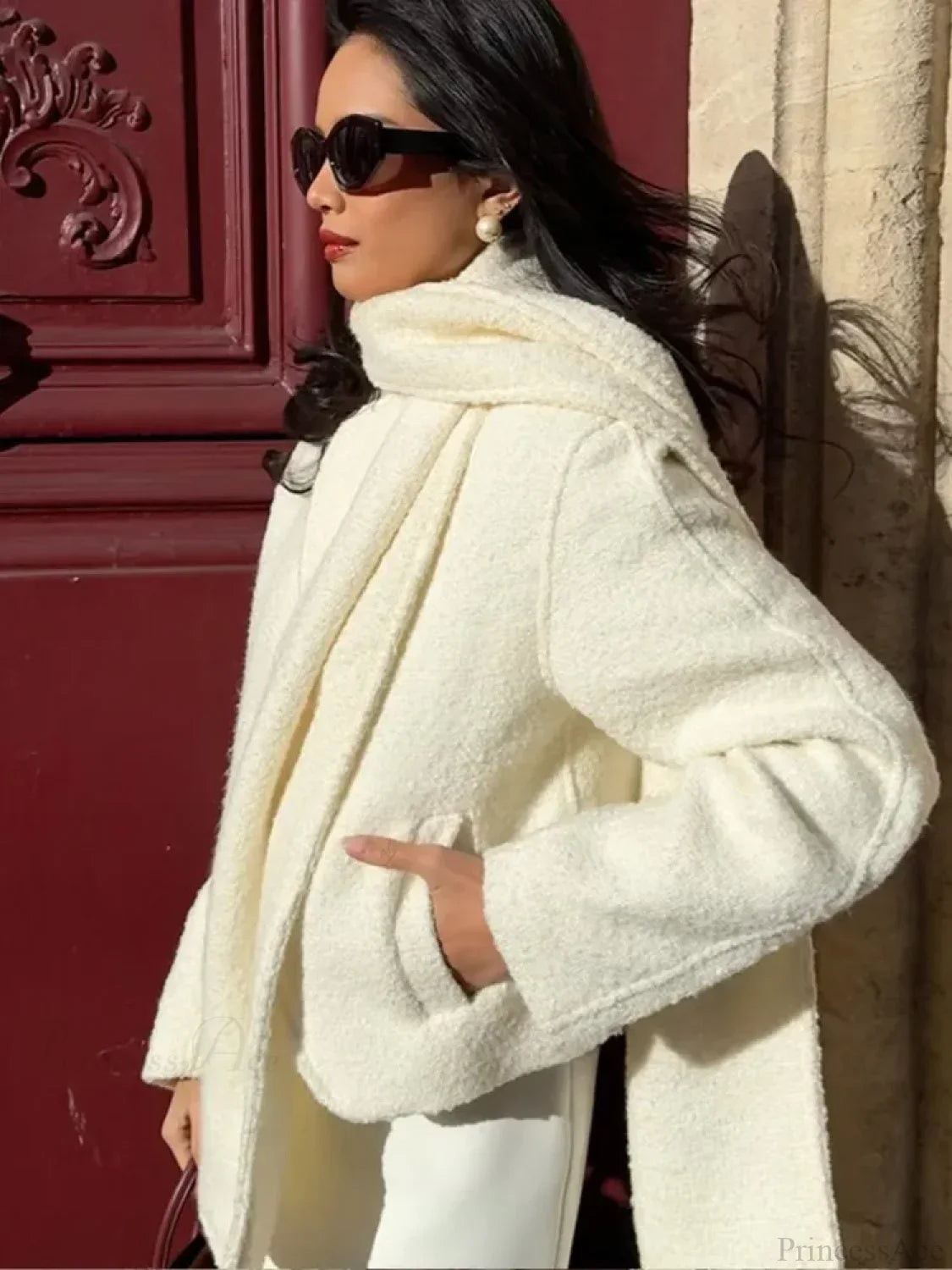 White Double Pocket Woolen Coat – Shop PrincessAce