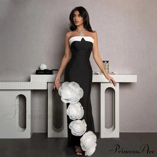 White Flowers Off-The-Shoulder Party Dress