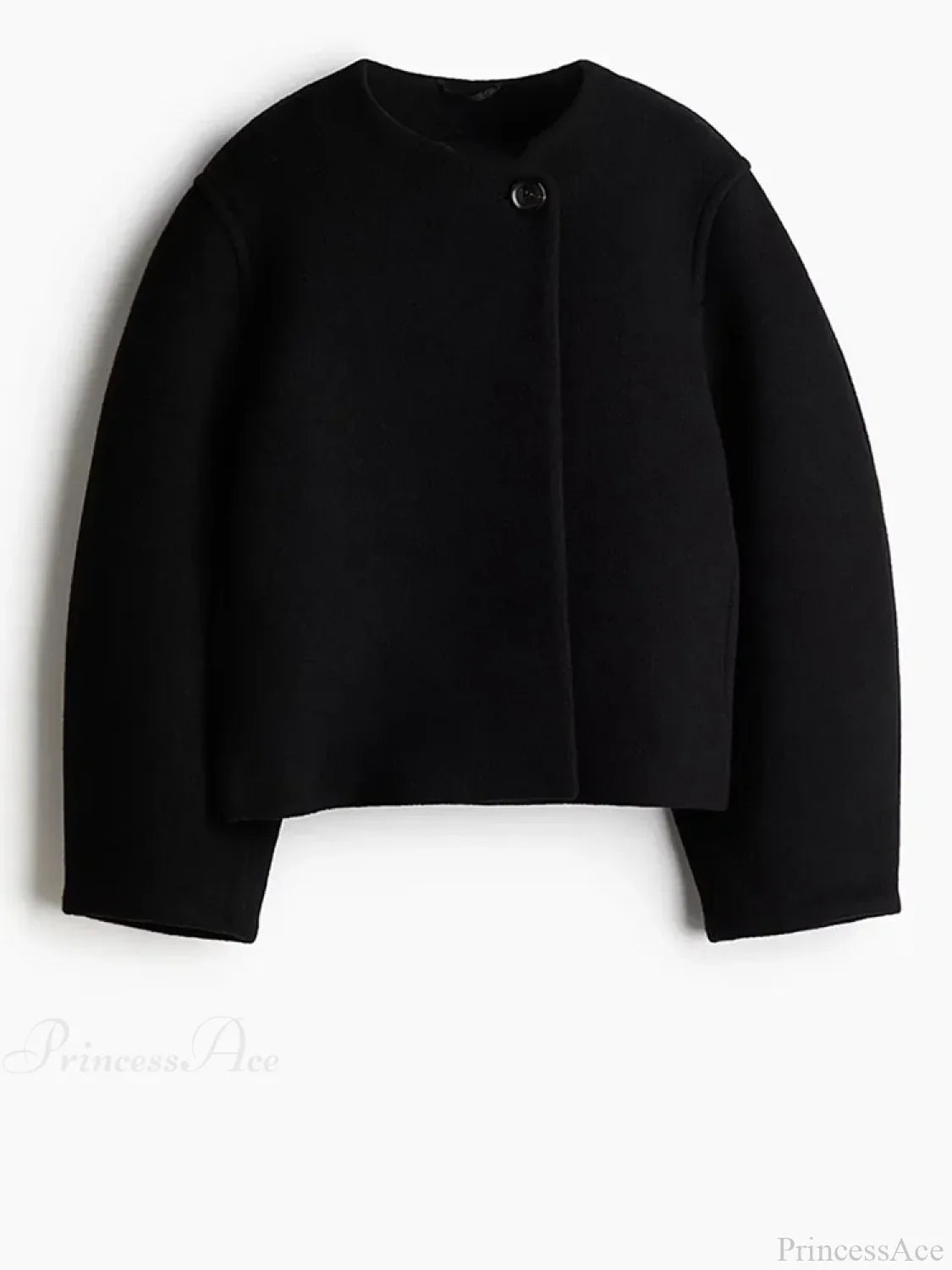 White Long Sleeve Woolen Coat Black / S