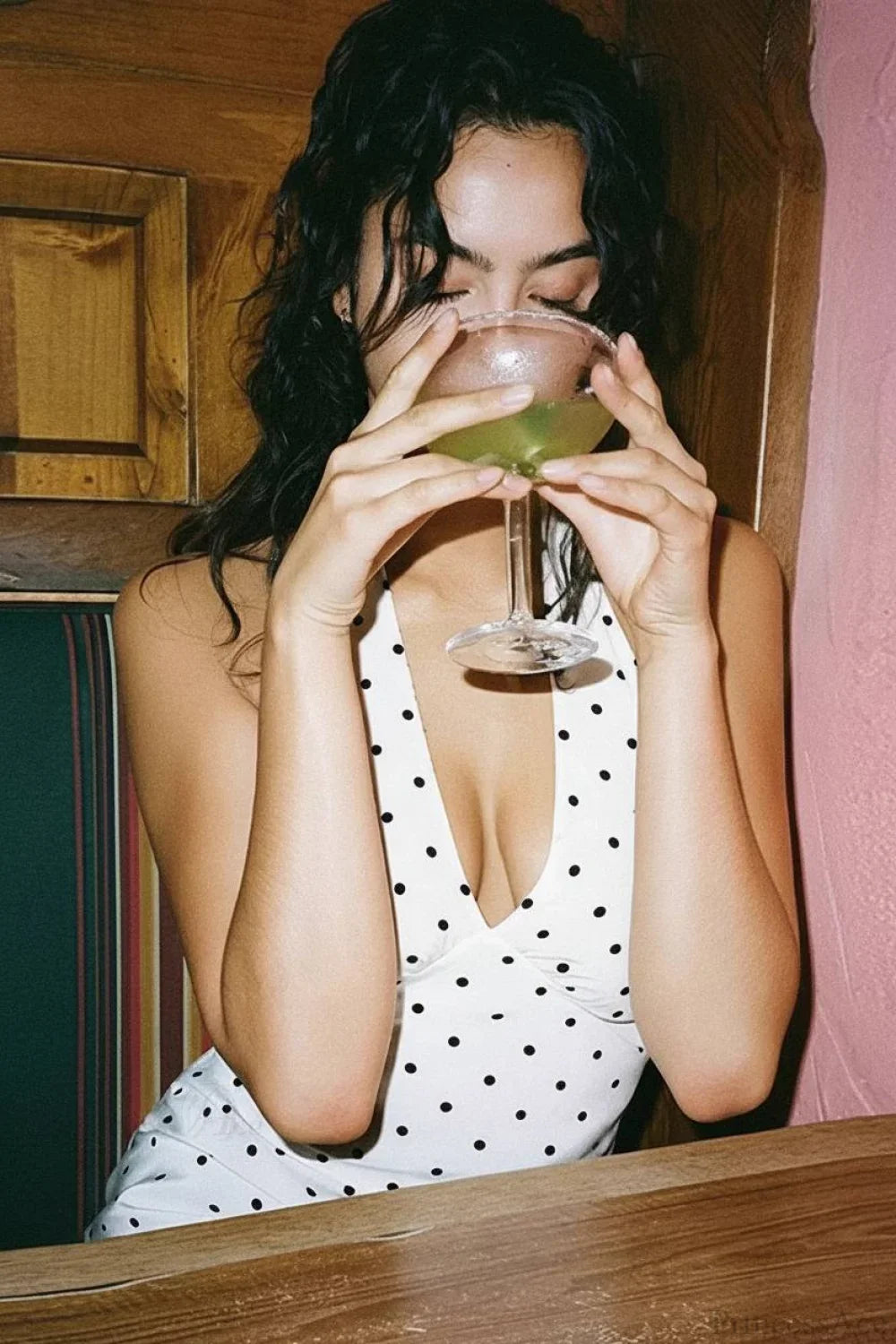 White Polka Dot Halter V-Neck Maxi Dress