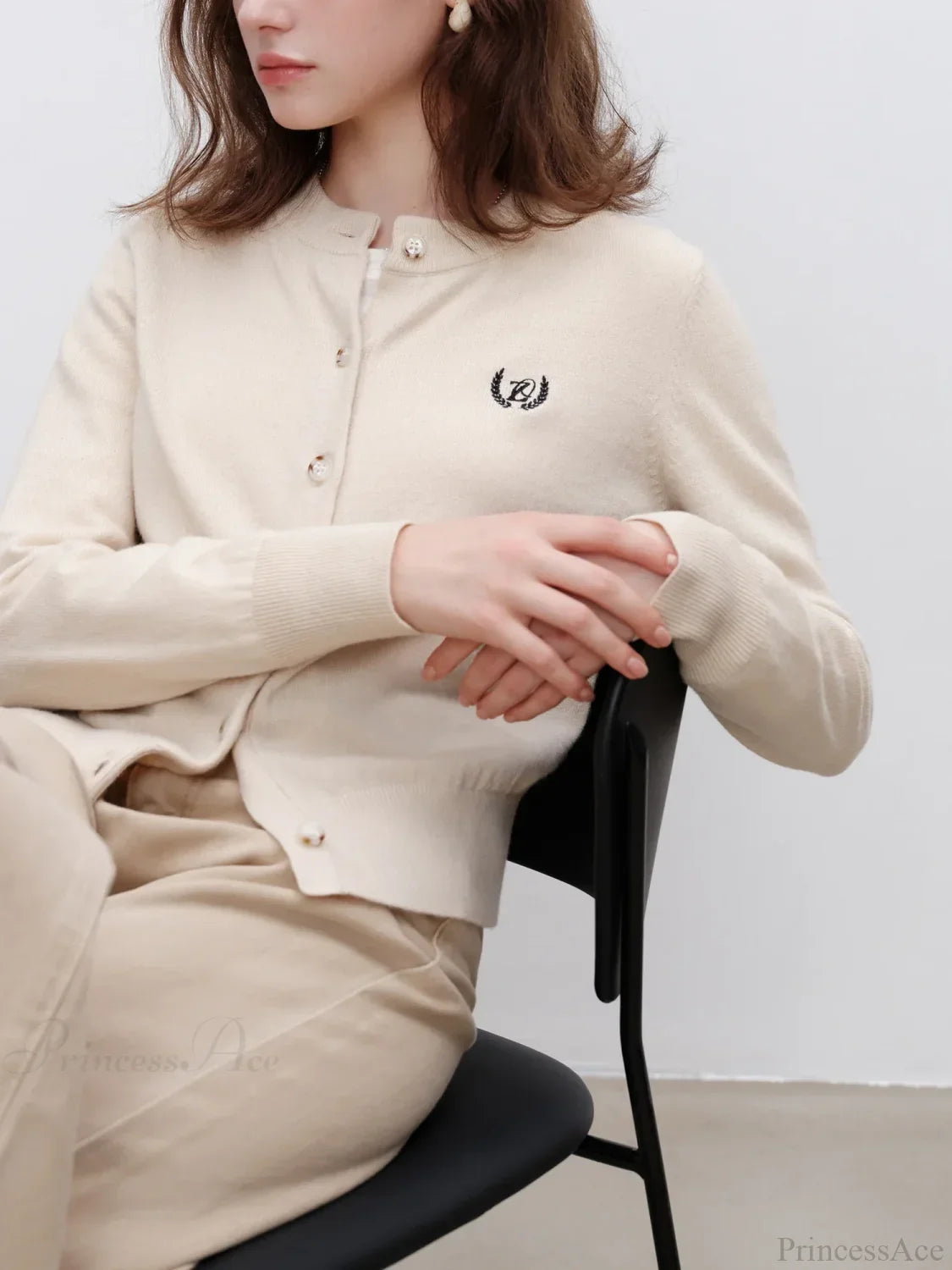 Wool Blend Round Neck Front Shoulder Short Red Cardigan Christmas Sweater Beige / Xs Sweaters-L