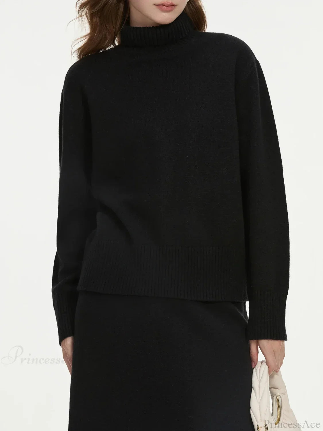 Wool Gray Turtleneck Sweater Skirt Sweater