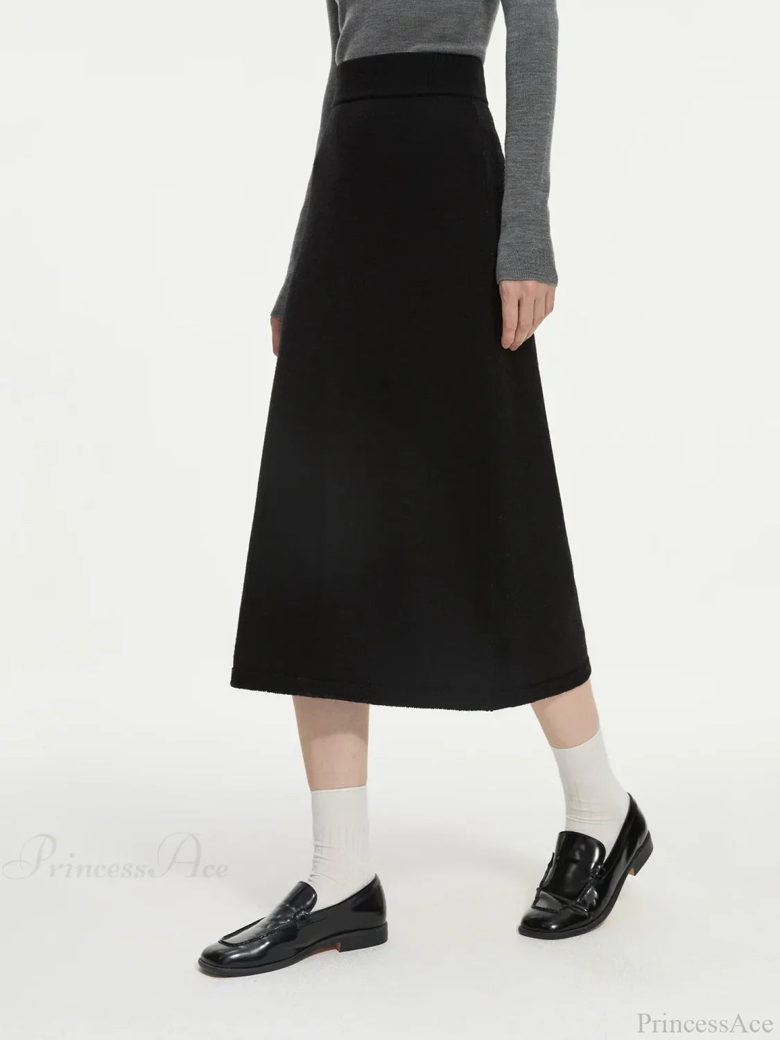 Wool Gray Turtleneck Sweater Skirt Sweater Black Skirt / XS