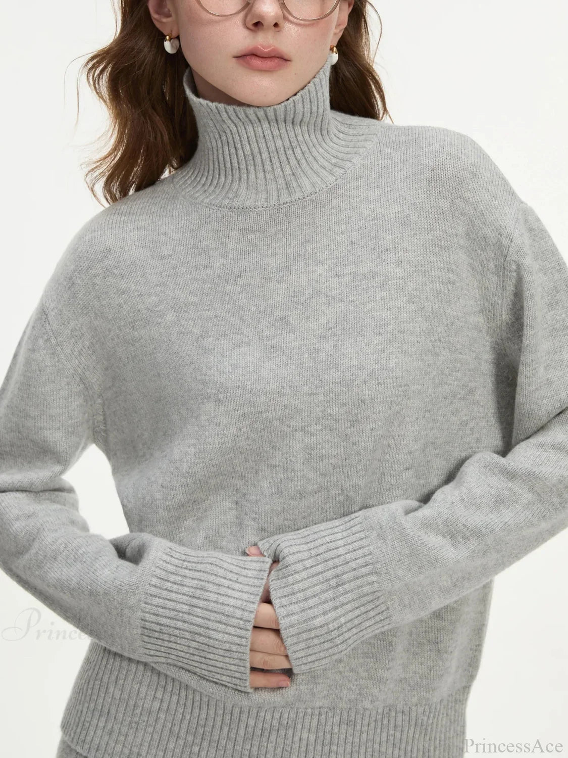 Wool Gray Turtleneck Sweater Skirt Sweater Gray Sweater / XS
