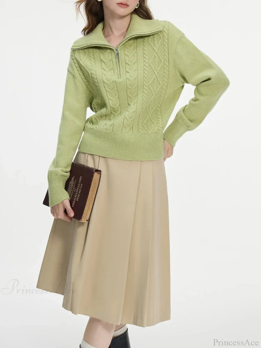 Wool V-neck Chic Pullover Two Color Sweater