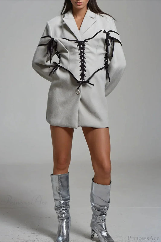 Woven Belted Lapel Waistcoat Coat