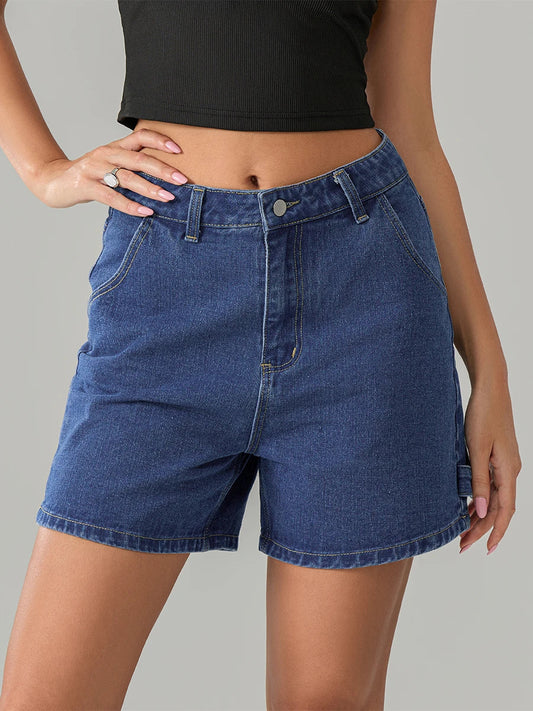 Vintage Blue Button Denim Short