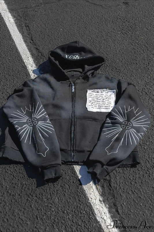 Y2K Long Sleeve Street Applique Embroidered Hoodie