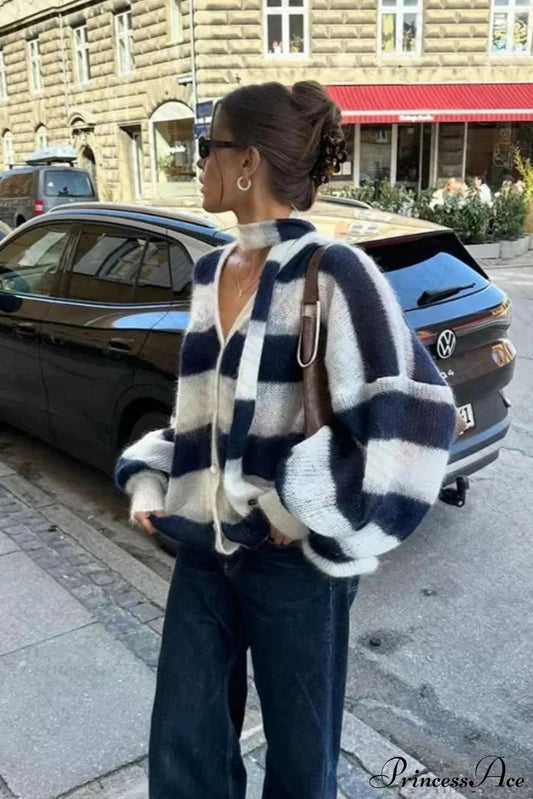 Y2K Striped Loose Cardigan Sweater